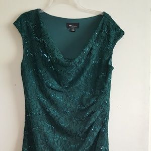 Forrest green lace and sequin dress